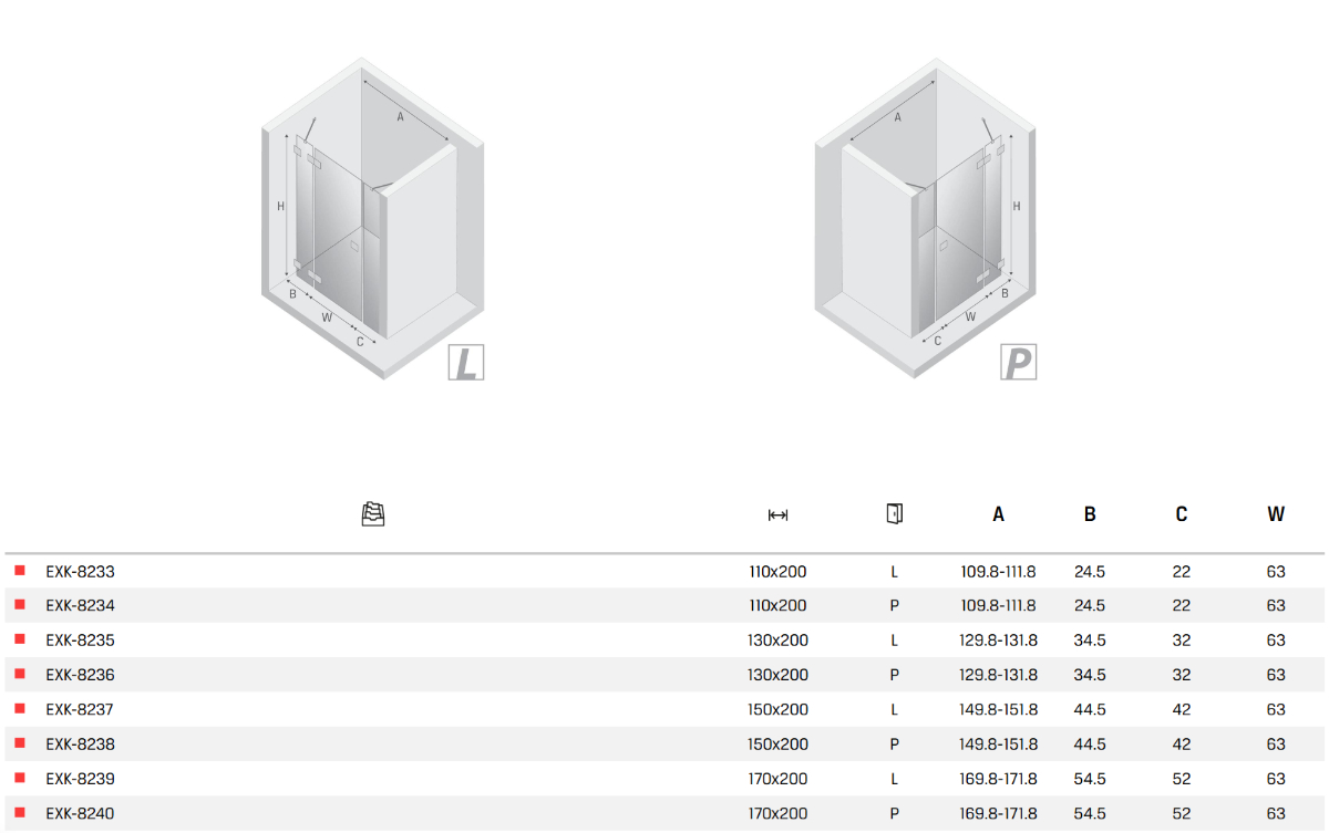 New Trendy eventa drzwi prysznicowe